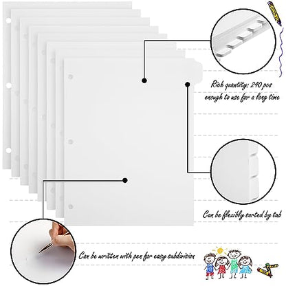 Harloon 30 Set 3 Ring Binder Dividers with 8 Tabs, 8.5x11 Blank Index Binder Bulk,1/8 Cut Tab Cardstock 3 Hole Punch 230 GSM Heavyweight Writable Subject Page Dividers for Office School (White) - size: White