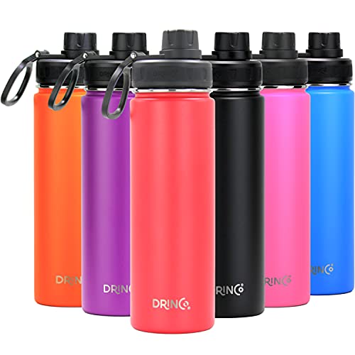 DRINCO Stainless Steel Water Bottle Spout Lid Vacuum Insulated Double Wall Water Bottle Wide Mouth (40oz 32oz 22oz 18oz 14oz) Leak Proof Keeps Cold or Hot (22 oz, 22oz Barn Red) - color: 22oz Barn Red, size: 22 Ounces