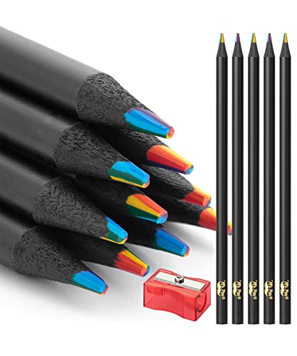 Mr. Pen- Rainbow Pencils, 12 Pack | 7-in-1 Multi-Color Fun Colored Pencils with Sharpener, Vibrant Drawing and Coloring Pencils for Kids, Party Favors, School - size: 12 pcs+Sharpener