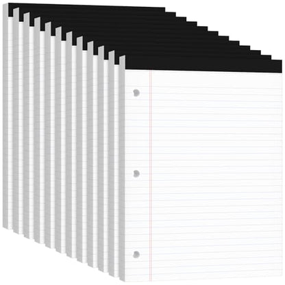 Legal Pads 8.5x11, 50 Sheets/Pack,12 Pack,3-Hole Punch & Perforated Writing Pads, Wide Ruled White Lined Paper, Notebook 8.5x11.75, Notepads 8.5x11 for Business, School and Office Supplies - style: 12 Pack-3Hole