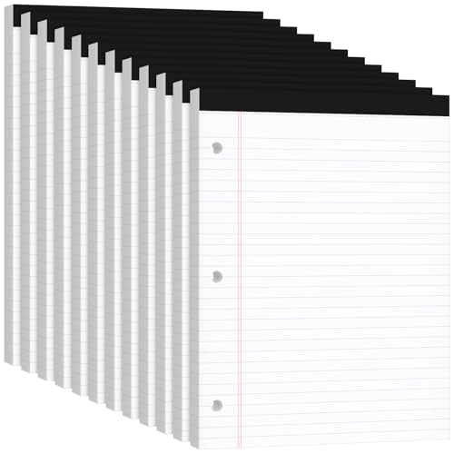 Legal Pads 8.5x11, 50 Sheets/Pack,12 Pack,3-Hole Punch & Perforated Writing Pads, Wide Ruled White Lined Paper, Notebook 8.5x11.75, Notepads 8.5x11 for Business, School and Office Supplies - style: 12 Pack-3Hole