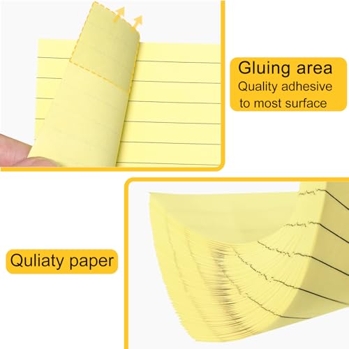 48 Pack Lined Sticky Notes 3x3 in, Yellow Self Sticky Notes with Lines, Post Stickies Sticky Memo Note Pads for School and Office Supplies, Yellow - color: Yellow