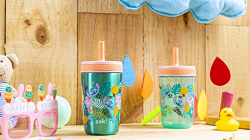 Zak Designs Disney Lilo and Stitch Kelso Tumbler Set, Leak-Proof Screw-On Lid with Straw, Bundle for Kids Includes Plastic and Stainless Steel Cups with Bonus Sipper (3pc Set, Non-BPA, Stitch) - color: Lilo and Stitch, size: 3 Piece Set (Pack of 1)