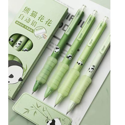 MOZXIRZ 4 Pcs Mechanical Pencils 0.5mm Cute Panda Mechanical Pencil Kawaii Cartoon Pencils School Pencil for Students Women (4Pcs Panda) - color: 4Pcs Panda