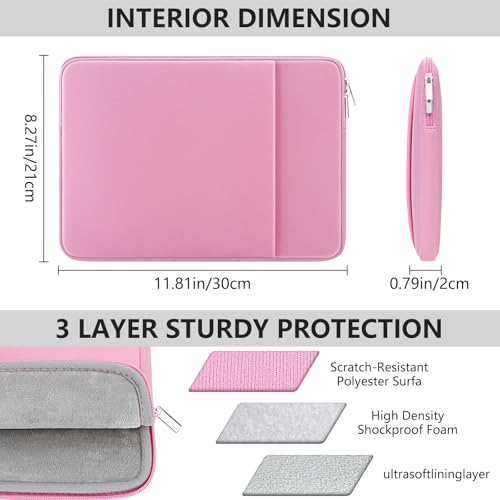 11-11.6 Inch Laptop Sleeve Shockproof Case Padded Computer Protective Cover with Pocket Compatible with 11.6" MacBook Acer ASUS HP Stream Dell Samsung Chromebook Notebook, Pink - color: Pink, size: 11"-11.6"