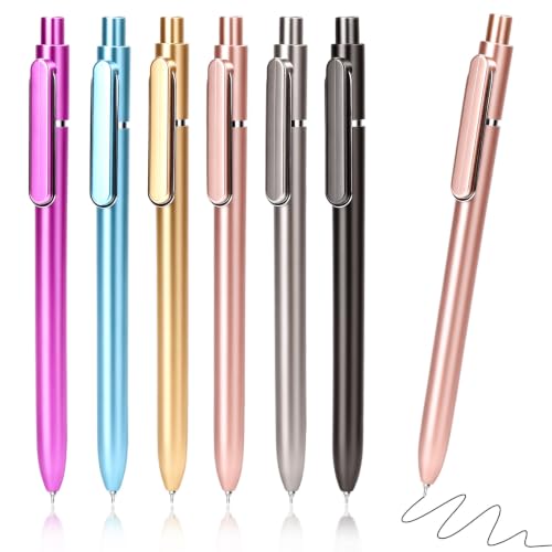 6 Pcs Black Gel Pens 0.5mm Gel Ink Pens Bulk Quick Drying Pens Colored | Retractable Fine Point Pens for Smooth Writing, ABS Case with Pocket Clip Perfect for Office School - color: Multicolor, size: 1 Count (Pack of 6)