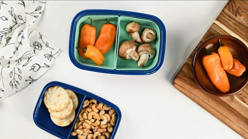 Ultimate Bento Box - Lunch Box for Kids & Adults with Removable Ice Pack - Leakproof, Multi-Compartment Food Container with Removable Containers - Microwave & Dishwasher Safe (Green, Blue, Green) - color: Green, Blue, Green