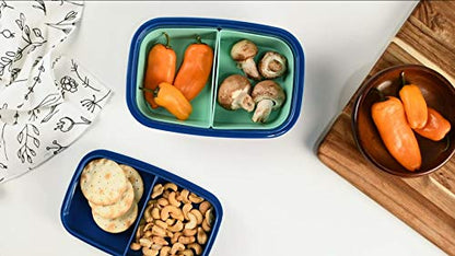 Ultimate Bento Box - Lunch Box for Kids & Adults with Removable Ice Pack - Leakproof, Multi-Compartment Food Container with Removable Containers - Microwave & Dishwasher Safe (Green, Blue, Green) - color: Green, Blue, Green