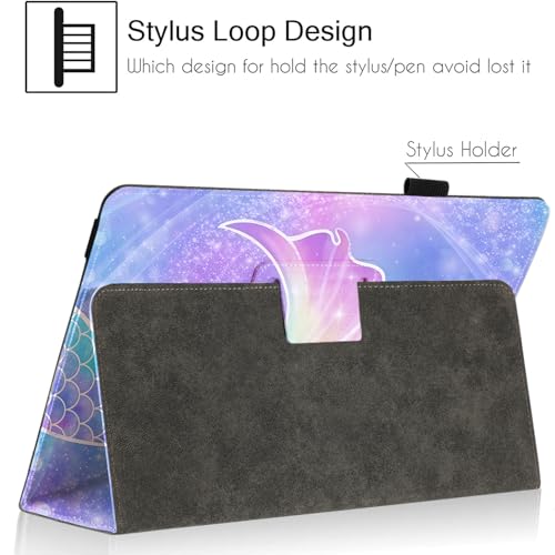 Universal 10 10.1 Inch Android Tablet Case,Slim Folding Stand Cover for All 9"-10.5" Touchscreen Tablet Case with Stylus Pen Holder,Mermaid - color: Mermaid