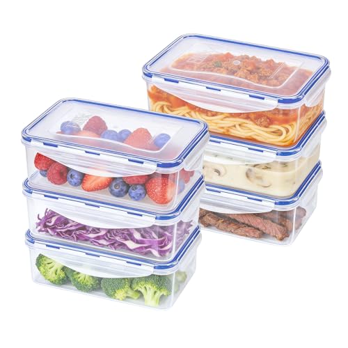 KIGI Airtight Reusable Meal Prep Containers, Leak-Proof & Stackable, 4-Sided Locking Lids, Ideal for Food Storage, Lunch & Leftovers, Microwave, Freezer & Dishwasher Safe, 39 oz, 4.8 Cup, 12 Piece Set - size: 4.8 cup (12-Piece)