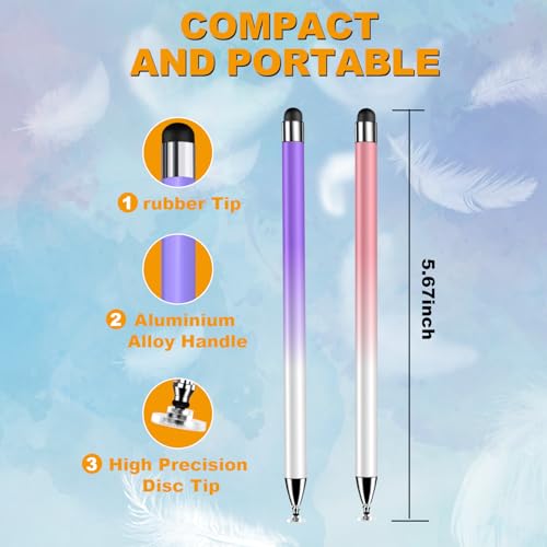 Stylus (7 Pcs), 2-in-1 Stylus Pen for Touch Screen, High Precision and Sensitivity, Suitable for iPad/iPhone/Samsung/Android Smartphone and Tablets, Compatible with All Touch Screen - color: Gradient color