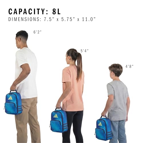 adidas Kids Santiago Lunch Bag for Girls & Boys – Insulated Cooler Lunchbox, 8L - color: 4.0/Spray Gradient Team Royal Blue