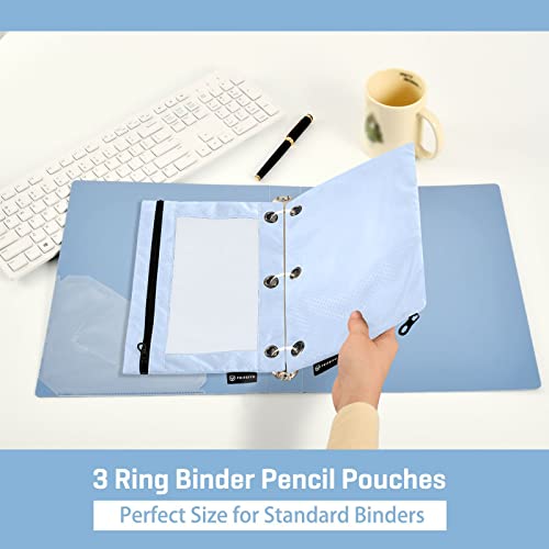 Binder Pouches,Light Steel Blue Pencil Pouch for 3 Ring Binder 2 Pack Clear Pencil Bag with Zipper for Office School Supplies - color: Light Steel Blue