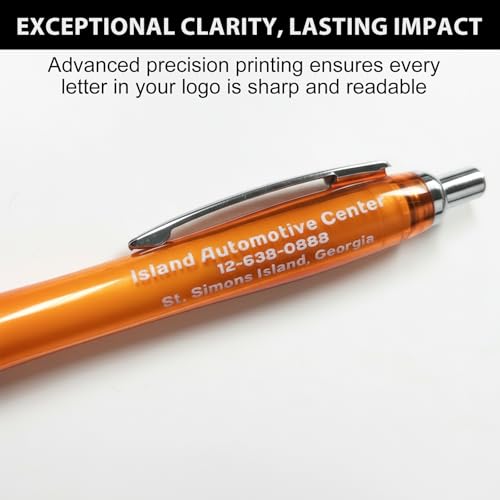 Customized Pens with Logo or Text - 100 Pack Bulk Business Events Pens - color: Orange