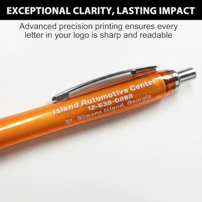 Customized Pens with Logo or Text - 100 Pack Bulk Business Events Pens - color: Orange