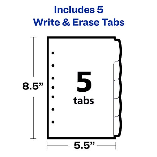 Avery Insertable Style Edge Plastic Mini Dividers for 3 Ring Binders, 5.5" x 8.5", 5-Tab Set, Multicolor, 1 Set (11118)