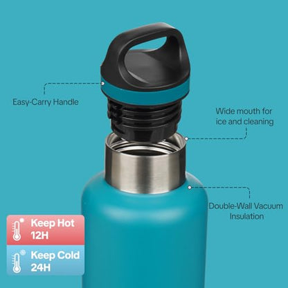 BJPKPK Insulated Water Bottle 32OZ Stainless Steel Water Bottle with Handle Double Walls Vacuum Insulated BPA Free Flask, Laguna - color: Laguna, size: 32 Ounces