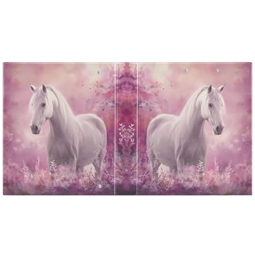 Becautiful Horse Pattern 3 Ring Binder 1.5 inch Binders Three Ring Binders with Clipboard Hold 200 Sheets for Office Supplies - color: Becautiful White Horse Pattern