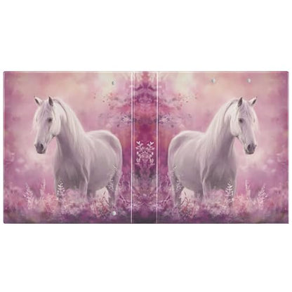 Becautiful Horse Pattern 3 Ring Binder 1.5 inch Binders Three Ring Binders with Clipboard Hold 200 Sheets for Office Supplies - color: Becautiful White Horse Pattern