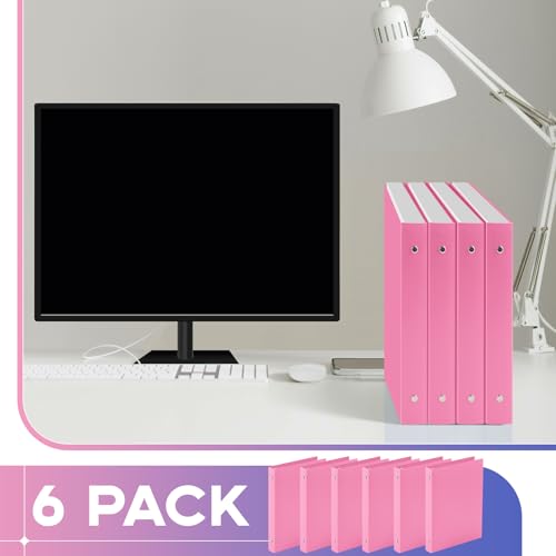 Henoyso 6 Pcs Plastic 1 Inch Mini 3 Ring Binders Fits 5.5" x 8.5" Paper, Holds(Capacity 200 Sheets), Flexible Three Round Rings Small Pink A5 Binders Bulk for School, Office Use, Photo Album - color: Pink, size: 1 Inch
