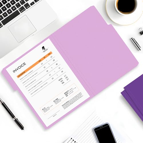 SUNEE File Folders, 18 Pack Manilla Folders 8.5 x 11, 1/3 Cut Tab for Easy Labeling and Organization, Durable Standard Paper for Home, Office, School Filing, Purple - color: Purple