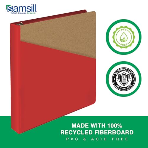 Samsill Durable 1 Inch Binder, D Ring Binder, Customizable Clear View Cover, Ruby Red, Holds 225 Pages - color: Red, size: 1 Inch