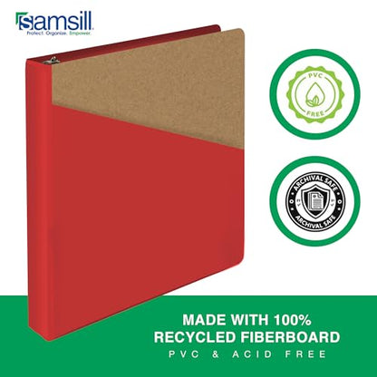 Samsill Durable 1 Inch Binder, D Ring Binder, Customizable Clear View Cover, Ruby Red, Holds 225 Pages - color: Red, size: 1 Inch