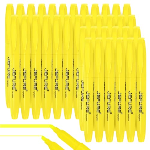 36 Pcs Highlighters, Chisel Tip, Yellow Bible Highlighters Bulk - Quick Dry, Ideal for Studying, Note-Taking, School, College, Office, Teacher & Student Supplies - color: Yellow, size: 1 Count (Pack of 36)