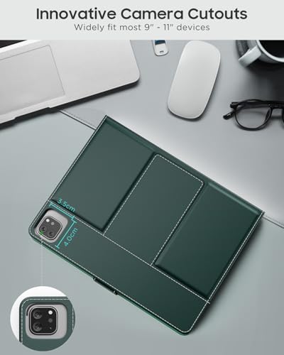 MoKo Universal Tablet Case with QWERTY Keyboard for 9",9.7",10.1",10.2",10.4",10.5",10.9",11" Tablet, with Removable Wireless Bluetooth Keyboard&Pen Holder for iPad Samsung Fire Pixel, Midnight Green - color: Midnight Green