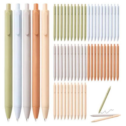 50 Pcs Black Ink Pens 0.5mm Fine Point Gel Pens Cute macaron color Pen Retractable School Office Supplies light