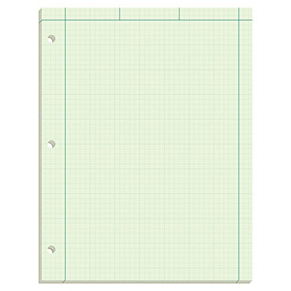 TOPS Engineering Computation Pad, 3-Hole Punched, 8.5 x 11 Inches, 5 Squares per Inch, 100 Sheets, Green, (35510)