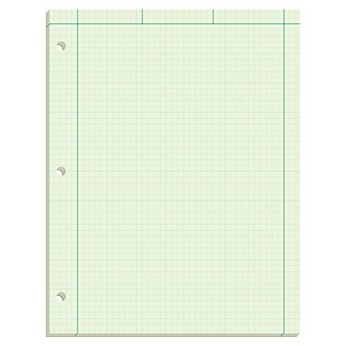 TOPS Engineering Computation Pad, 3-Hole Punched, 8.5 x 11 Inches, 5 Squares per Inch, 100 Sheets, Green, (35510)