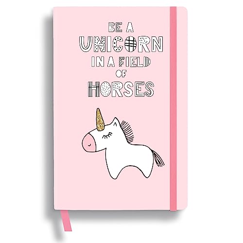 RICCO BELLO Wide Ruled Hardcover Diary Journal, Be A Unicorn | For Kids & Tweens, Bookmark & Band Closure, Storage Pocket, 5.7 x 8.4 Inches, 192 Pages - color: Be A Unicorn