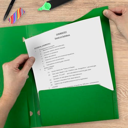 Five Star 2-Pocket Folder, Plastic Folder with Stay-Put Tabs, Fits 3-Ring Binder, Holds 8-1/2" x 11" Paper, Forest Green (333420E-ECM) - color: Forest Green