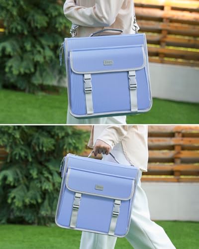 3" D-ring Zipper Binder with 700+ Sheets Capacity | 3-ring Zip Up Binder with Shoulder Strap for School, College, Office, Compatible with 13" MacBook/Tablet (Light Blue) - color: Light Blue