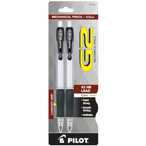 Pilot, G2 Mechanical Pencils, 0.5mm HB Lead, Clear Barrel, Pack of 2 - size: 2 Count (Pack of 1), style: 0.5mm