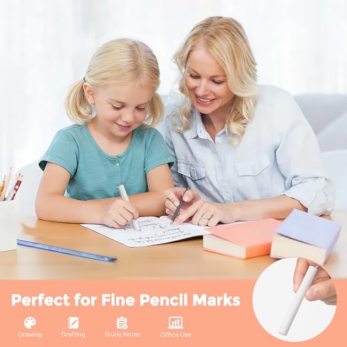 Nicpro 12 Pack TPE Rotary Retractable Pen Eraser Refills, Powerful Erasing, Break-Resistant Replacement Refill for Twist Pen Erasers for Students Drafting Writing Daily Study - color: White