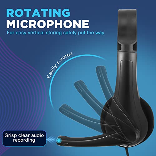 Yunsailing 20 Pack Bulk Classroom Headphones with Microphone Students Wired School Class Set Headphones for School Library Computer Office Adults 3.5 Jack Universal Plug(Black) - color: Black