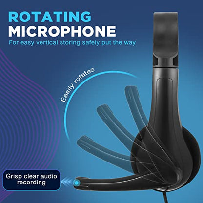 Yunsailing 20 Pack Bulk Classroom Headphones with Microphone Students Wired School Class Set Headphones for School Library Computer Office Adults 3.5 Jack Universal Plug(Black) - color: Black