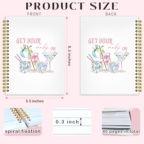 BRRNYOI Mahjong Gifts Notebook Journal 5.5x8.3, Mahjong Gifts for Women Lovers Players Journal Notebook, Cocktail Gift Notebook, Mah Jong Dice Cocktail Hardcover Spiral Notebooks for Note Taking - color: 10