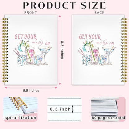 BRRNYOI Mahjong Gifts Notebook Journal 5.5x8.3, Mahjong Gifts for Women Lovers Players Journal Notebook, Cocktail Gift Notebook, Mah Jong Dice Cocktail Hardcover Spiral Notebooks for Note Taking - color: 10