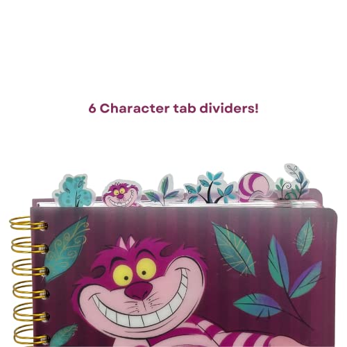Disney Alice in Wonderland Cheshire Cat Tab Journal Spiral Notebook Notepad | Cheshire Cat Vinyl Cover, 144 Lined Pages, 8 x 7 Disney Notebook, School Supplies & Office Stationery, Journaling, Planning - style: Alice in Wonderland