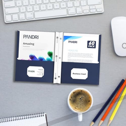 Two Pocket Folders, PANDRI 60 Pack Two Pocket Folders with Prongs, 3 Prong Folders Designed for Office and Classroom, Letter Size Darkblue - color: Darkblue