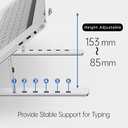 Portable Laptop Stand (Include Storage Bag), Adjustable Folding Aluminum Stand, Compatible with 10-15.6 Inch Laptops, iPad, Tablet. Silver