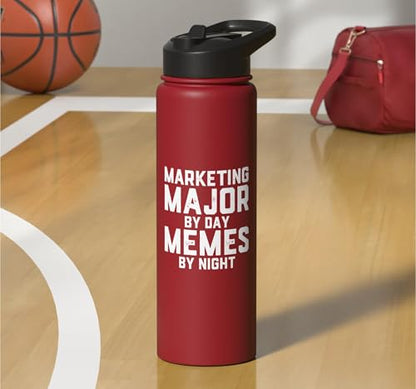 Marketing Major By Day Memes By Night Marketer Joke Student Stainless Steel Insulated Water Bottle - color: Red