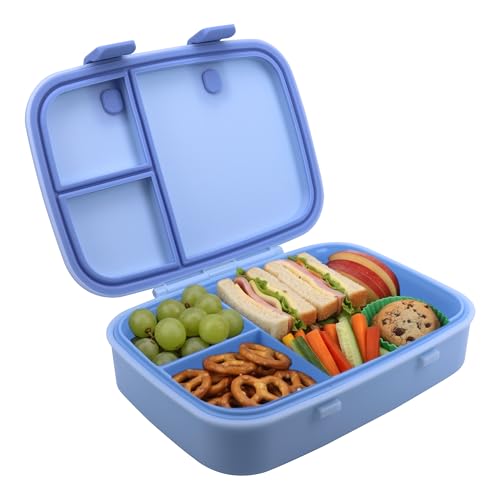Kids Bento Explorer Lunch Box, 3 No-Mix Compartments, Microwave & Dishwasher Safe, Lightweight with Removable Tray, for Daycare, Preschool, School (Blue Ice) - color: Blue Ice