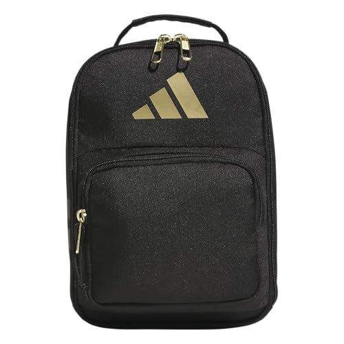 adidas Kids Santiago Lunch Bag for Girls & Boys – Insulated Cooler Lunchbox, 8L - color: 4.0/Black/ Gold Metallic