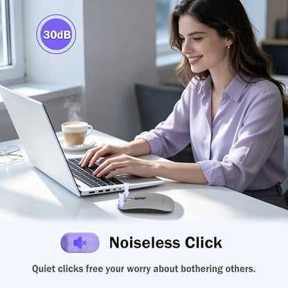 FMOUSE Slim Wireless Mouse, Tri-Mode 2.4G & Bluetooth, Rechargeable – Grey | USB-A & USB-C Receiver | Silent Click | One-Key Desktop | Works with Mac, iPad & Laptops | Long-Life Battery | Portable - color: Grey