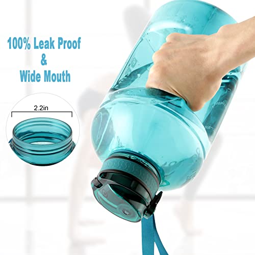 GEMFUL 3 Liter Water Bottle with Straw Time Marker 100oz Water Jug with Straw 2 Pack