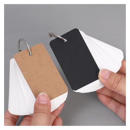 400-100 Sheets Kraft Paper Index Cards Portable Flash Cards With Ring Binder Study Memo Notecards For School Learning Supplies(Brown-200Sheets) - color: Brown-200Sheets